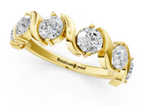 Yellow gold Round Diamond Half Eternity Band with Wave Prong Setting_23