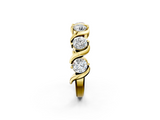 Yellow gold Round Diamond Half Eternity Band with Wave Prong Setting_24