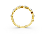 Yellow gold Round Diamond Half Eternity Band with Wave Prong Setting_25