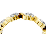 Yellow gold Round Diamond Half Eternity Band with Wave Prong Setting_26