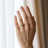 Yellow gold Round Diamond Half Eternity Band with Wave Prong Setting_39