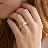 Yellow gold Round Diamond Half Eternity Band with Wave Prong Setting_41