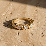 Yellow gold Round Diamond Half Eternity Band with Wave Prong Setting_42