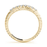 Yellow gold Round Diamond Half Eternity Milgrain Pave Band 1