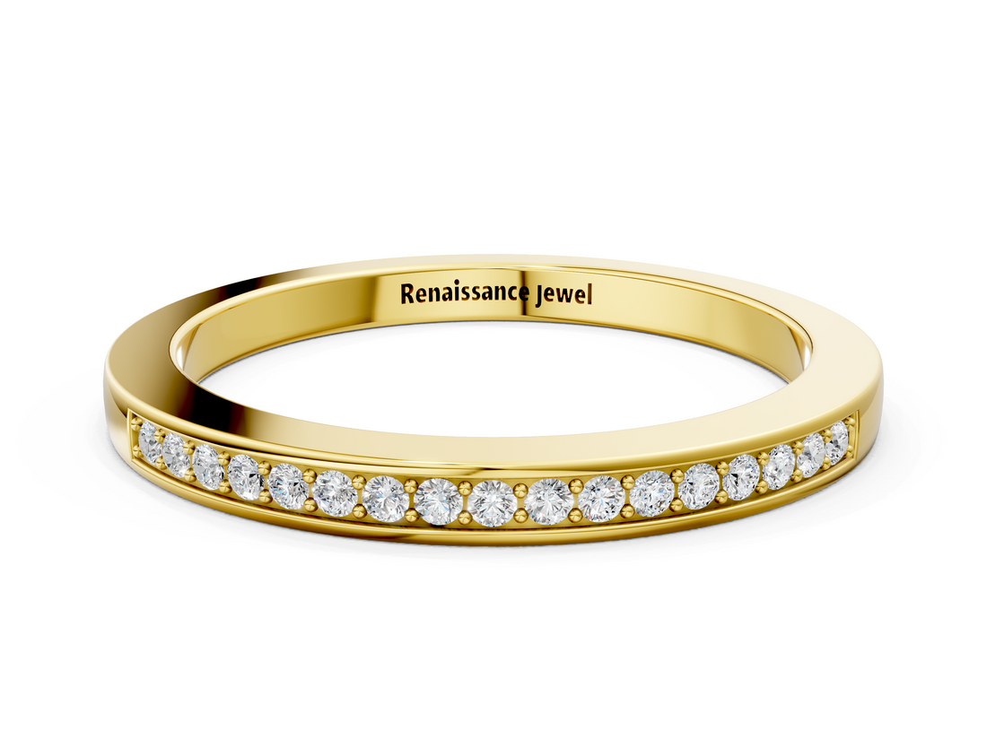 Yellow gold Round Diamond Half Eternity Pavé Band_20