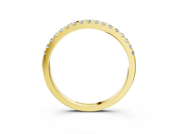 Yellow gold Round Diamond Half Eternity Prong Set Band