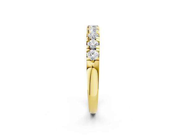 Yellow gold Round Diamond Half-Eternity Prong Set Band