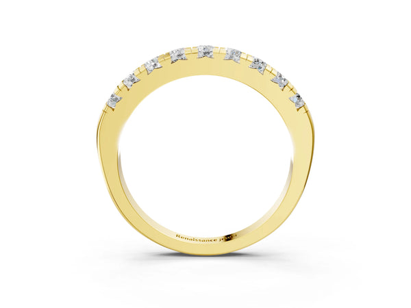Yellow gold Round Diamond Half-Eternity Prong Set Band