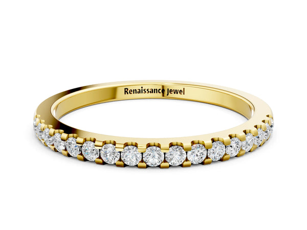 Yellow gold Round Diamond Half Eternity Prong Set Band