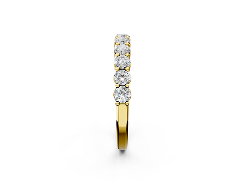 14K Yellow Gold Round Diamond Half Eternity Band with Prong Setting