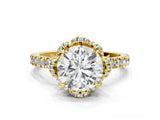 Yellow gold Round Diamond Halo Pave Band with Four-Prong Setting_11