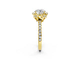 Yellow gold Round Diamond Halo Pave Band with Four-Prong Setting_13