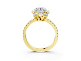 Yellow gold Round Diamond Halo Pave Band with Four-Prong Setting_14