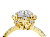 Yellow gold Round Diamond Halo Pave Band with Four-Prong Setting_15