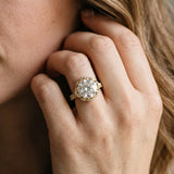 Yellow gold Round Diamond Halo Pave Band with Four-Prong Setting_25