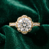 Yellow gold Round Diamond Halo Pave Band with Four-Prong Setting_26
