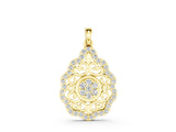 Yellow gold Round Diamond Halo Pendant with Filigree Design_4