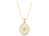 Yellow gold Round Diamond Halo Pendant with Filigree Design_5