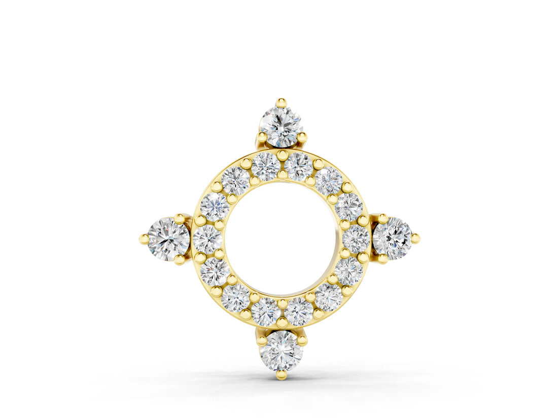 Yellow gold Round Diamond Halo Pendant with Four-Prong Setting_6