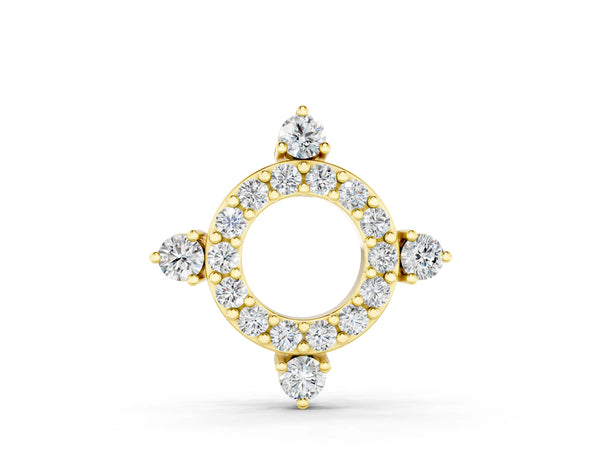Yellow gold Round Diamond Halo Pendant with Four-Prong Setting