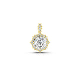 Yellow gold Round Diamond Halo Pendant with Milgrain Prong Setting_6