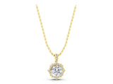 Yellow gold Round Diamond Halo Pendant with Milgrain Prong Setting_7
