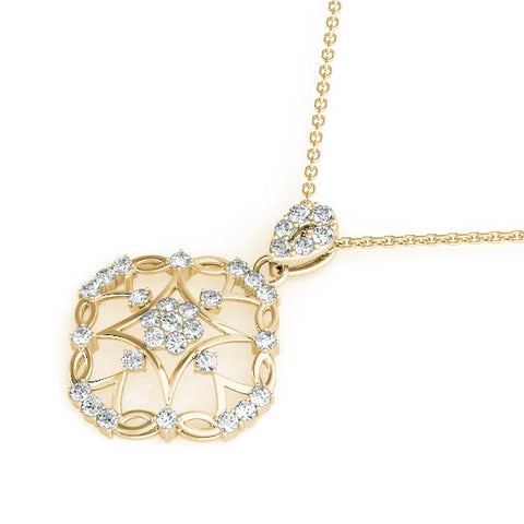 Yellow gold Round Diamond Halo Pendant with Pavé Setting 1