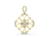 Yellow gold Round Diamond Halo Pendant with Pavé Setting_8