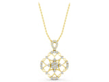 Yellow gold Round Diamond Halo Pendant with Pavé Setting_9
