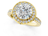 Yellow gold Round Diamond Halo Ring with Bezel Frame and Pavé Band_7