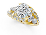 Yellow gold Round Diamond Halo Ring with Marquise and Pavé Band in Prong Setting_67