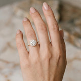 Yellow gold Round Diamond Halo Ring with Pavé Band and Four-Prong Setting_12