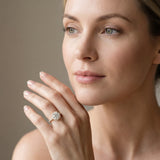 Yellow gold Round Diamond Halo Ring with Pavé Band and Four-Prong Setting_13