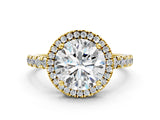 Yellow gold Round Diamond Halo Ring with Pavé Band and Four-Prong Setting_14