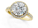 Yellow gold Round Diamond Halo Ring with Pavé Band and Four-Prong Setting_15