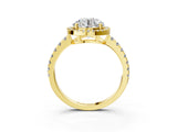 Yellow gold Round Diamond Halo Ring with Pavé Band and Four-Prong Setting_17