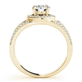 Yellow gold Round Diamond Halo Ring with Split Shank and Bezel Accents and Four-Prong Setting 2