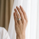 Yellow gold Round Diamond Halo Ring with Split Shank and Bezel Accents and Four-Prong Setting_12
