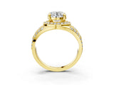 Yellow gold Round Diamond Halo Ring with Split Shank and Bezel Accents and Four-Prong Setting_29