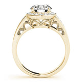 Yellow gold Round Diamond Halo Ring with Split Shank and Bezel Accents and Prong Setting 2