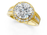 Yellow gold Round Diamond Halo Ring with Split Shank and Bezel Accents and Prong Setting_19