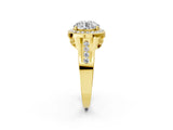 Yellow gold Round Diamond Halo Ring with Split Shank and Bezel Accents and Prong Setting_20