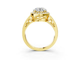 Yellow gold Round Diamond Halo Ring with Split Shank and Bezel Accents and Prong Setting_21