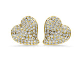 Yellow gold Round Diamond Heart Pavé Stud Earrings