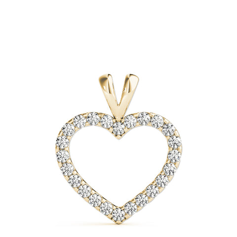 Yellow gold Round Diamond Heart Pendant with Pavé Setting 1