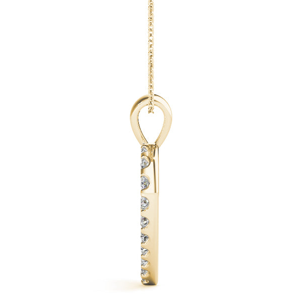 Yellow gold Round Diamond Heart Pendant with Pavé Setting 2