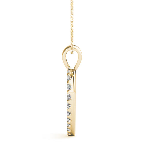 Yellow gold Round Diamond Heart Pendant with Pavé Setting 2