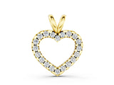 Yellow gold Round Diamond Heart Pendant with Pavé Setting_15