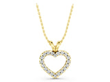Yellow gold Round Diamond Heart Pendant with Pavé Setting_16