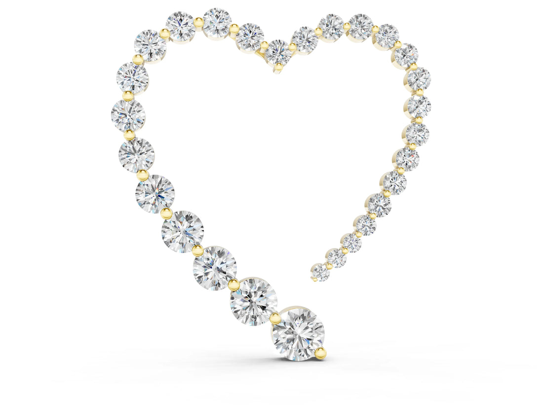 Yellow gold Round Diamond Heart Pendant with Prong Setting_11